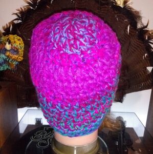 Homemade Crocheted Slouchy Hat 7"L 18"W